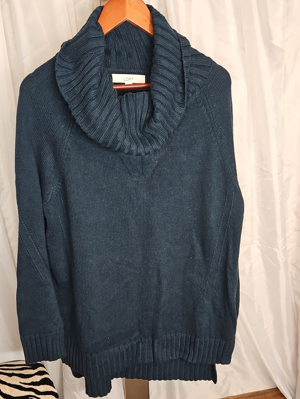 LOFT Teal Blue Cowl Neck Sweater Xl